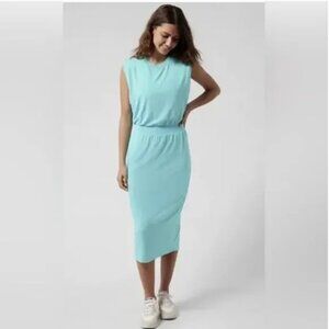 NWT Athleta Santorini Cinch Midi Jersey Dress Gulf Green in Large